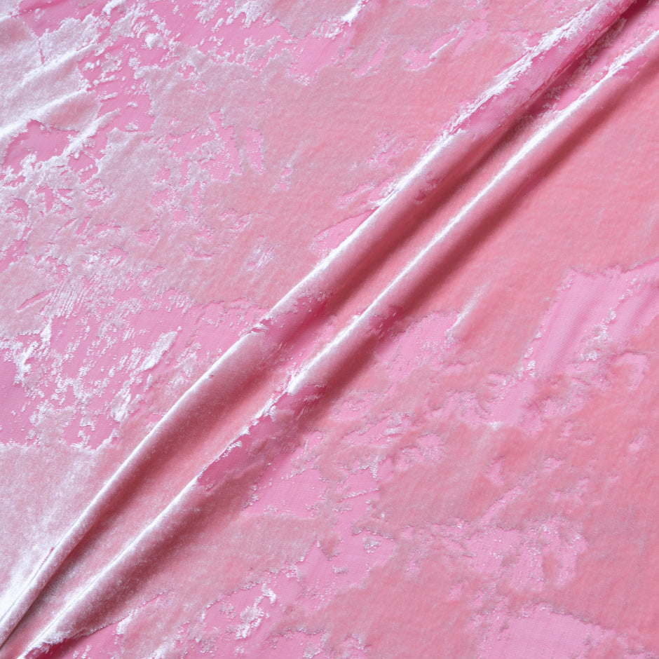 Candy Floss Pink Abstract Devoré Velvet