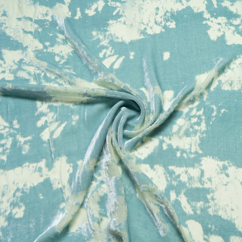Dusty Blue Abstract Devoré Velvet