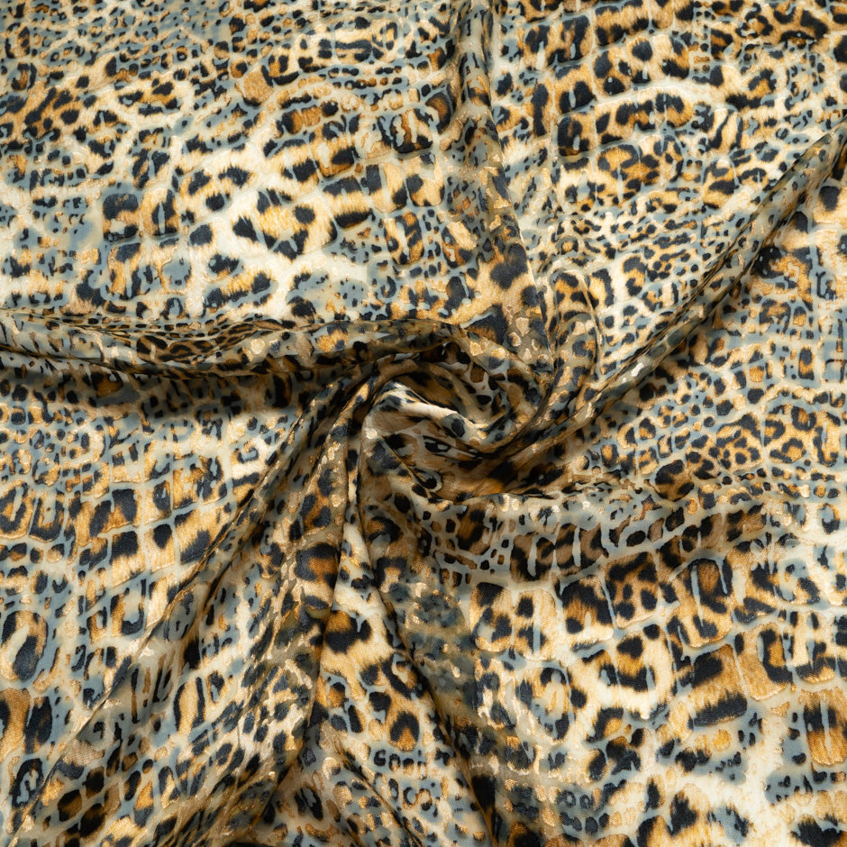 Brown & Black Animal Print Silk Blend