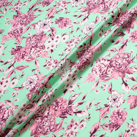 Rose Pink Floral Printed Mint Pure Silk Twill