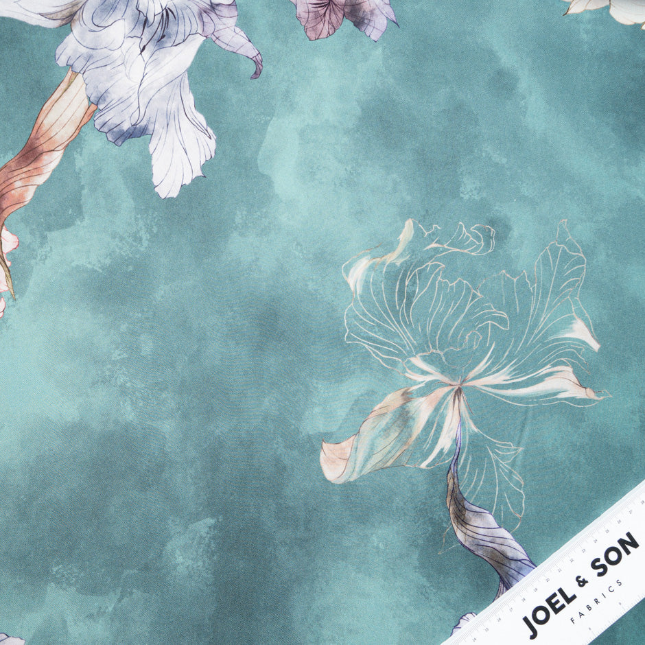 Floral Printed Sea Green Pure Silk Twill
