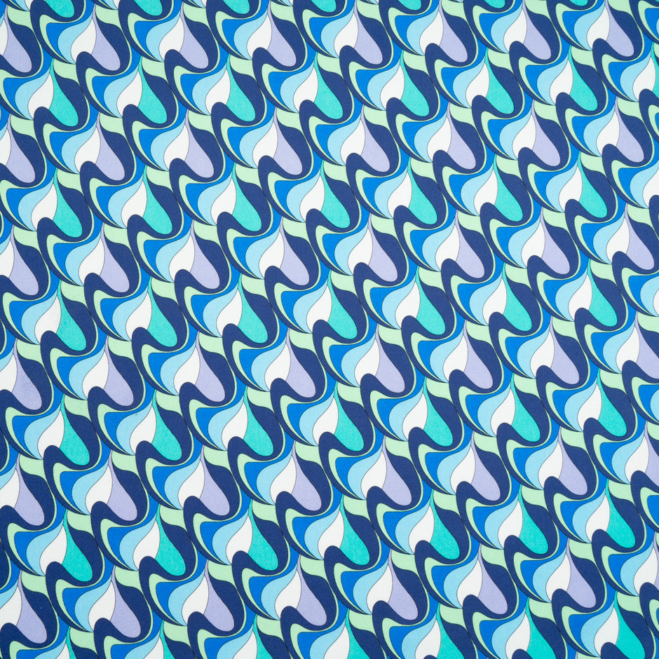 Blue & Lilac Geo Printed Stretch Cotton