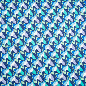 Blue & Lilac Geo Printed Stretch Cotton