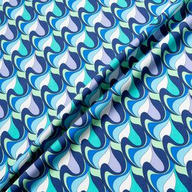 Blue & Lilac Geo Printed Stretch Cotton