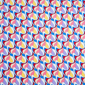 Red, Pink, Blue Geo Printed Stretch Cotton