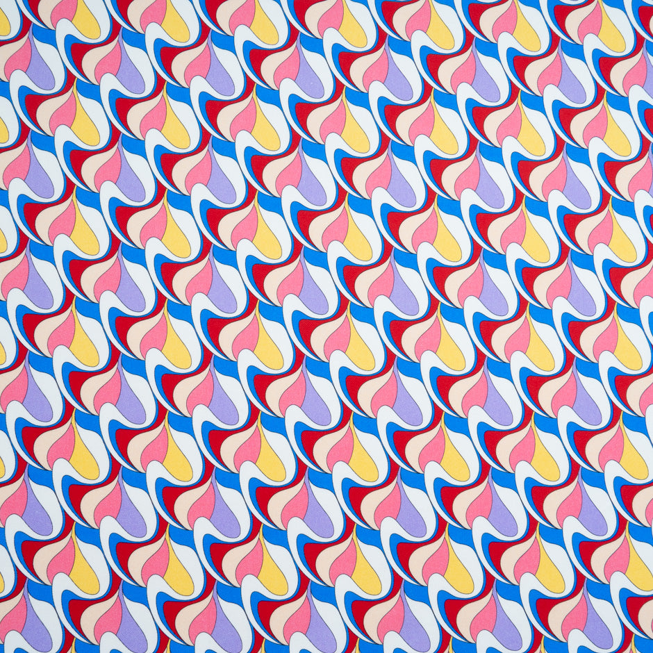 Red, Pink, Blue Geo Printed Stretch Cotton
