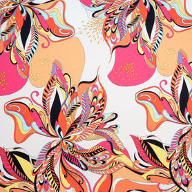 Multi-Coloured Abstract Printed Ivory Stretch Cotton