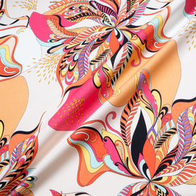 Multi-Coloured Abstract Printed Ivory Stretch Cotton