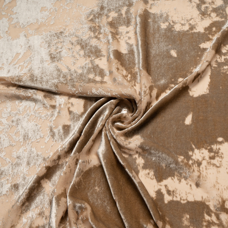 Abstract Silk Blend Nude Devoré Velvet