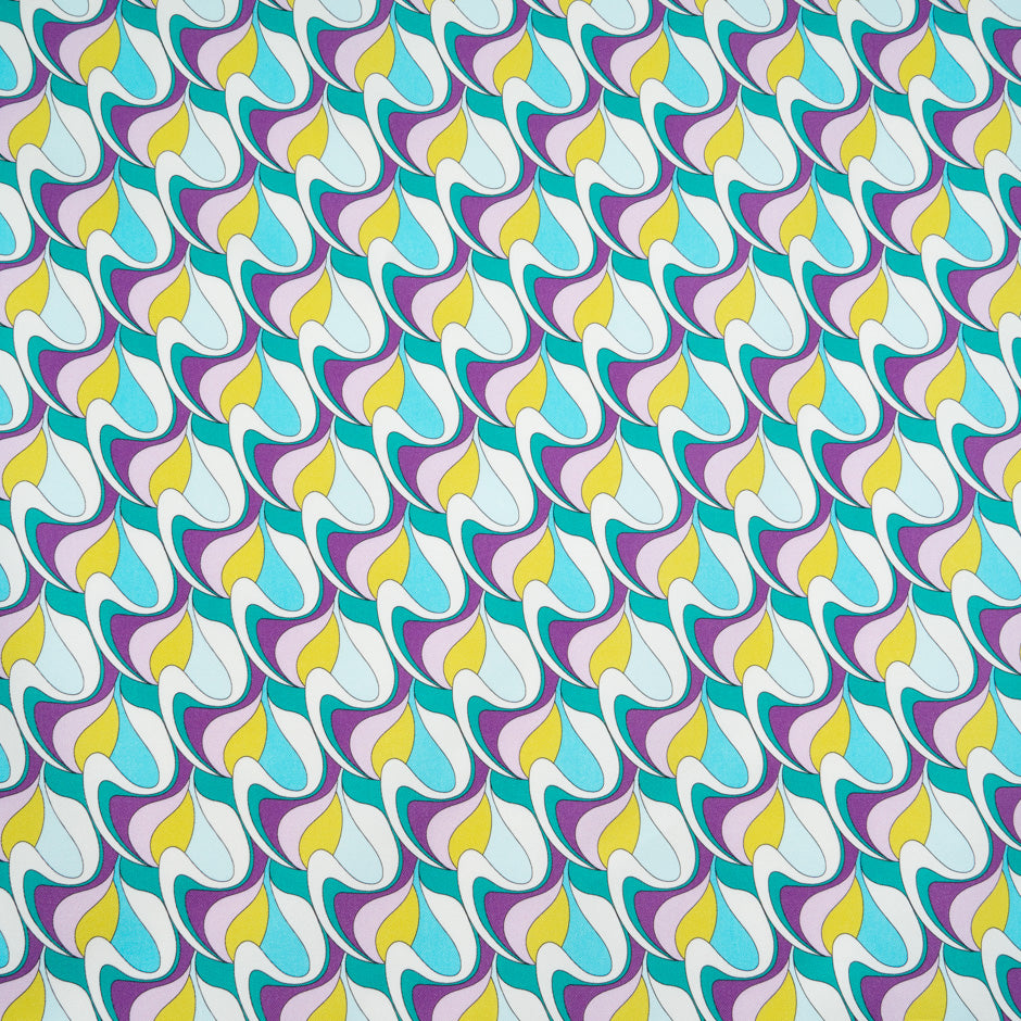 Purple, Yellow, Teal Geo Printed Stretch Cotton