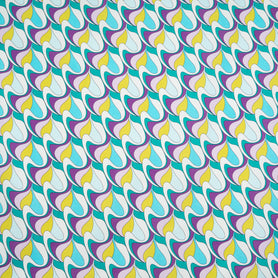 Purple, Yellow, Teal Geo Printed Stretch Cotton