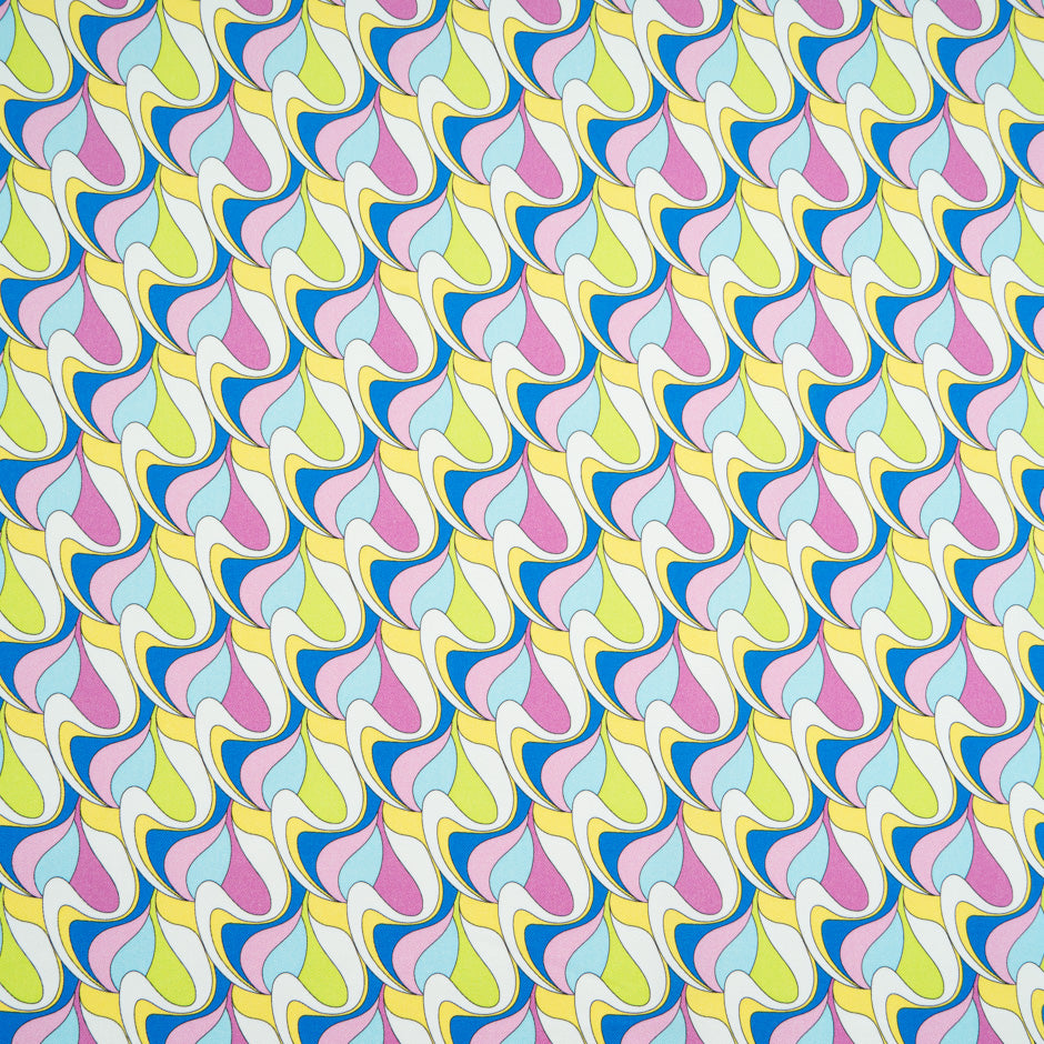 Pink, Yellow, Blue Geo Printed Stretch Cotton