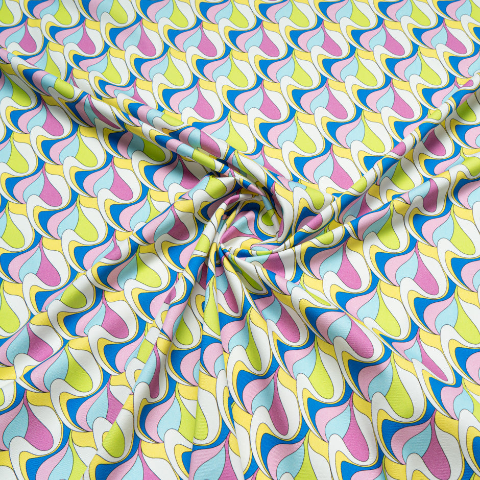Pink, Yellow, Blue Geo Printed Stretch Cotton