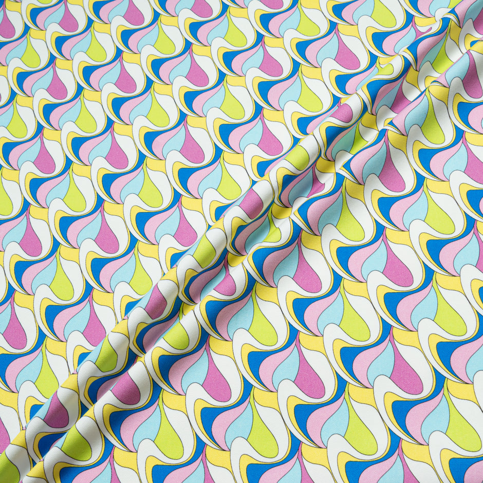 Pink, Yellow, Blue Geo Printed Stretch Cotton