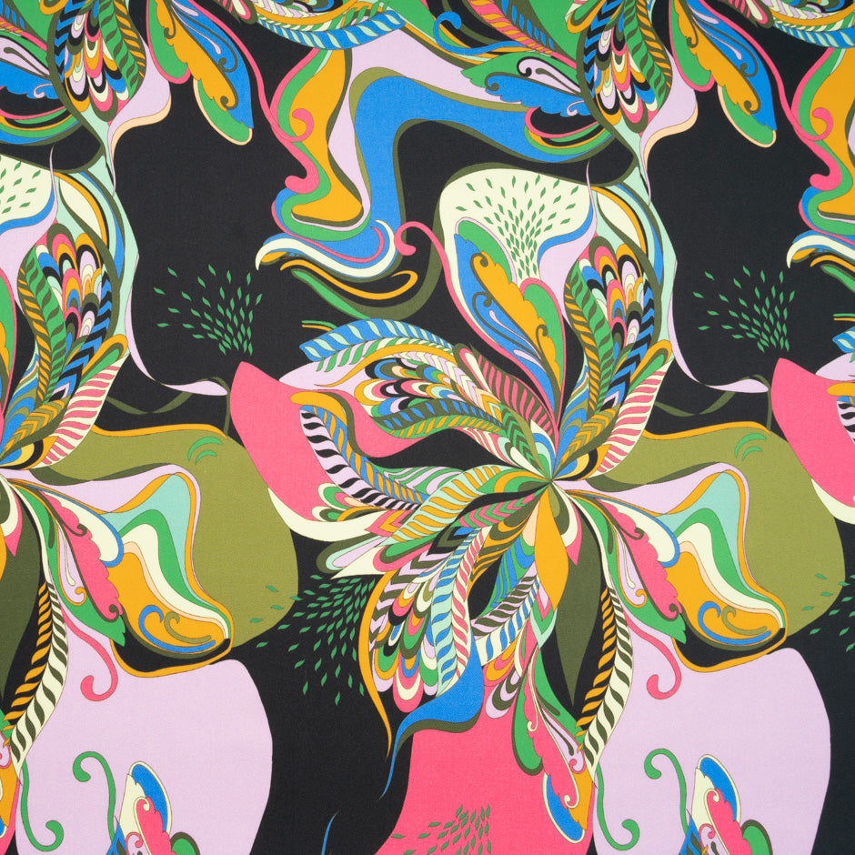 Multi-Coloured Abstract Printed Stretch Cotton