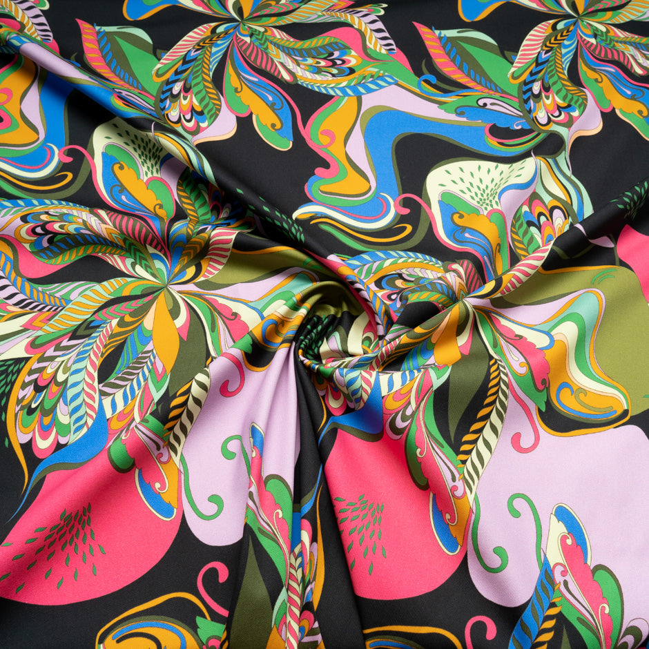 Multi-Coloured Abstract Printed Stretch Cotton
