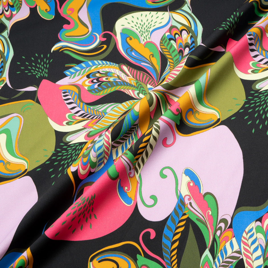 Multi-Coloured Abstract Printed Stretch Cotton