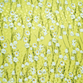 White Lily of the Valley Lime Silk Jacquard