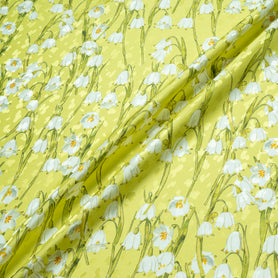 White Lily of the Valley Lime Silk Jacquard