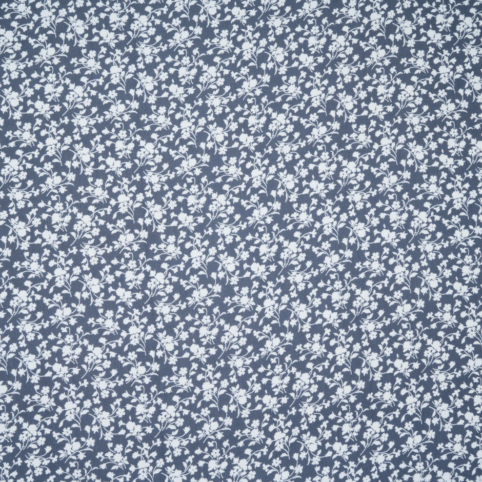 Ivory Floral Printed Midnight Blue Silk Georgette