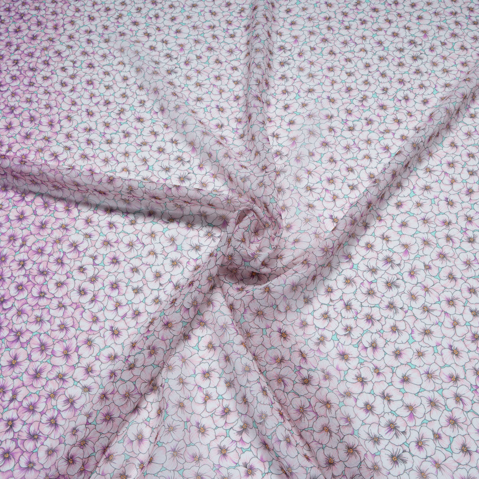 Magenta Floral Printed Silk Georgette