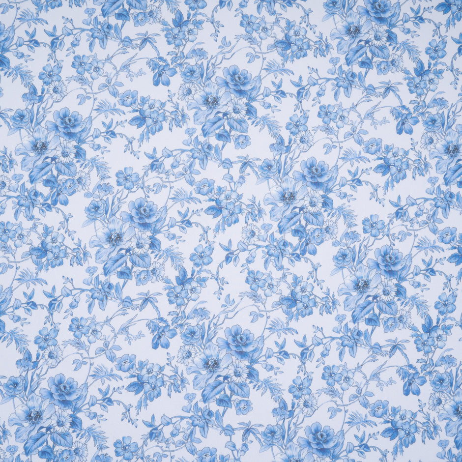 Blue Floral Printed Pure Silk Georgette