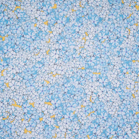 Blue Floral Printed Yellow Silk Georgette