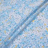 Blue Floral Printed Yellow Silk Georgette