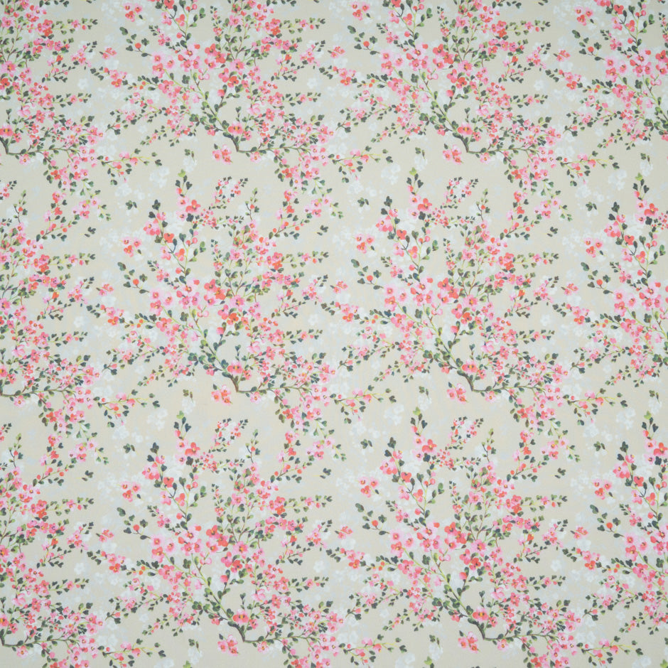 Petite Floral Printed Beige Pure Silk Georgette