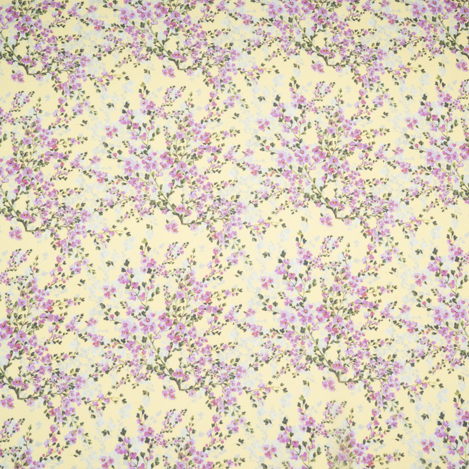 Petite Floral Printed Yellow Pure Silk Georgette