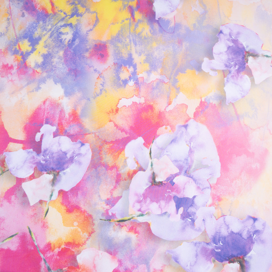 Pastel Watercolour Floral Printed Pure Silk Georgette