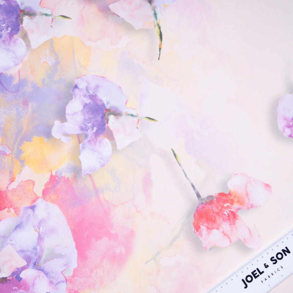 Pastel Watercolour Floral Printed Pure Silk Georgette