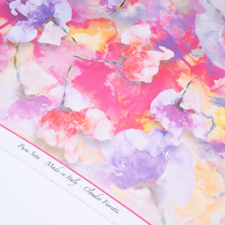 Pastel Watercolour Floral Printed Pure Silk Georgette