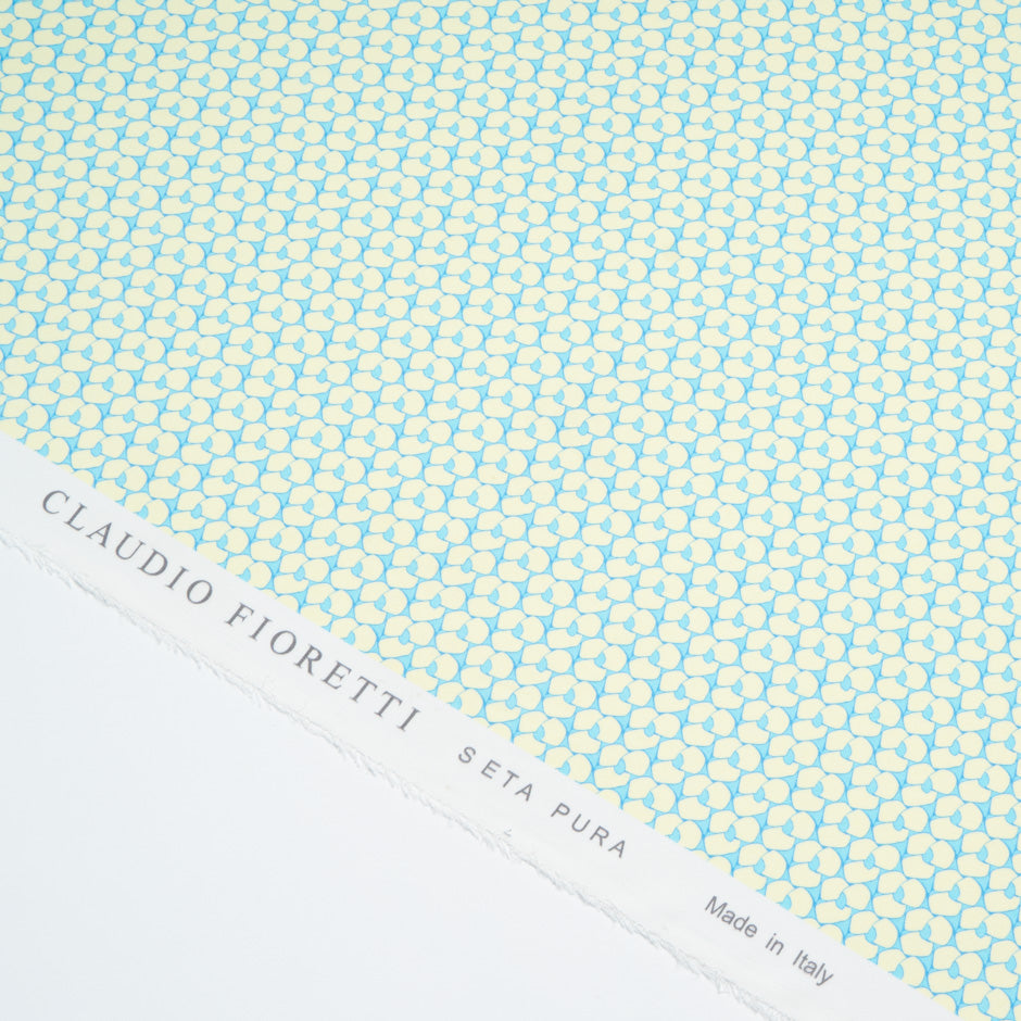 Yellow & Turquoise Floral Printed Silk Georgette