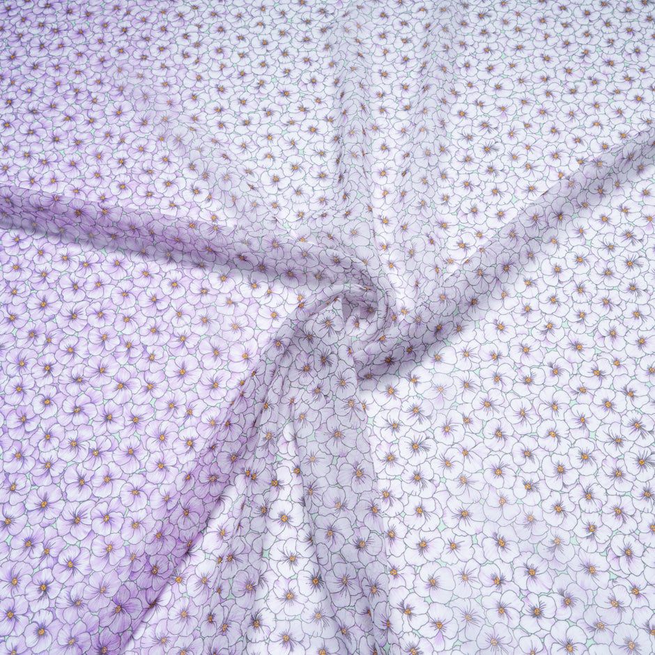 Purple Floral Printed Silk Georgette
