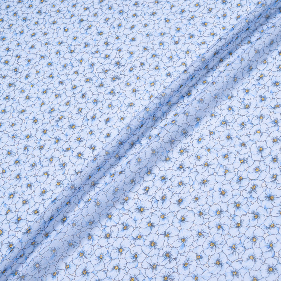Royal Blue Floral Printed Silk Georgette