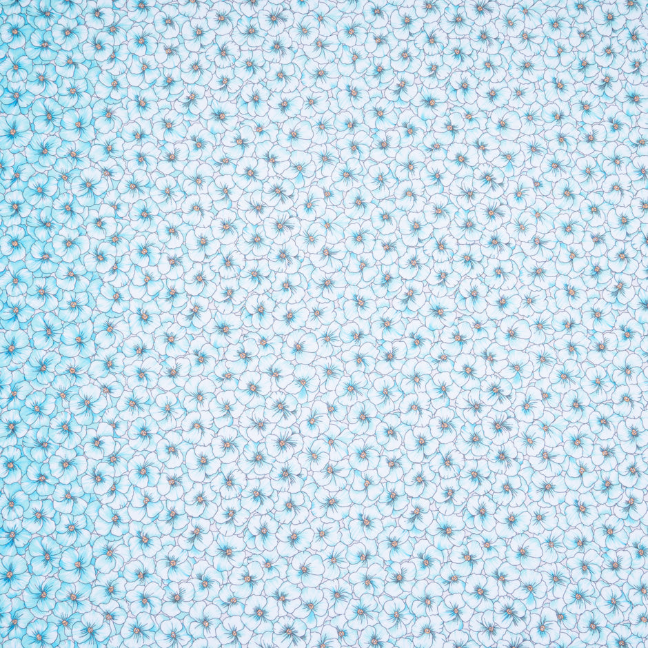 Turquoise Floral Printed Silk Georgette