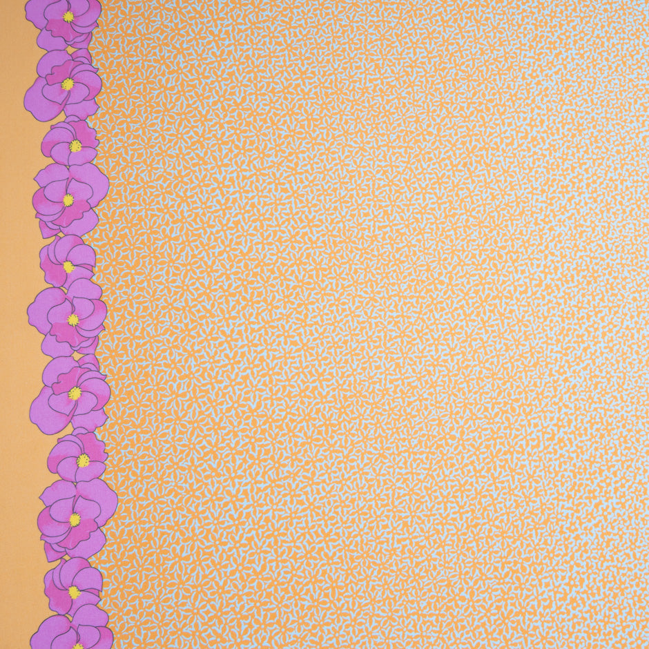Blue & Orange Ombré Floral Printed Silk Georgette