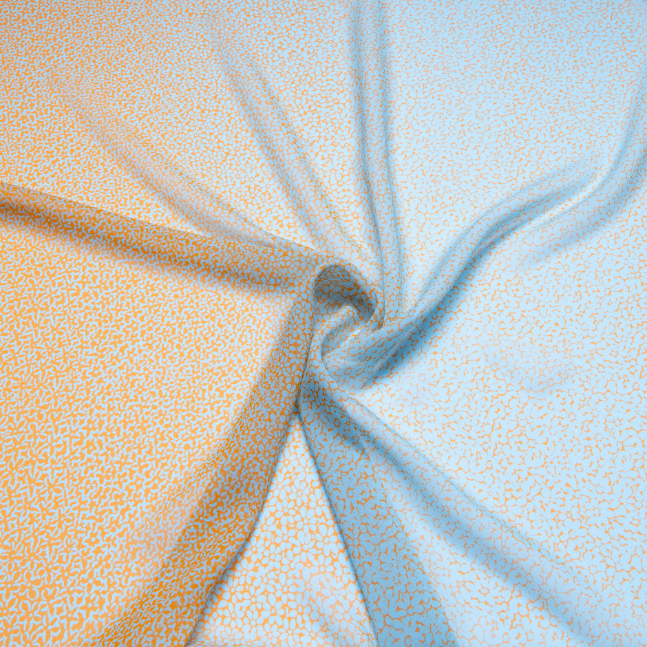 Blue & Orange Ombré Floral Printed Silk Georgette
