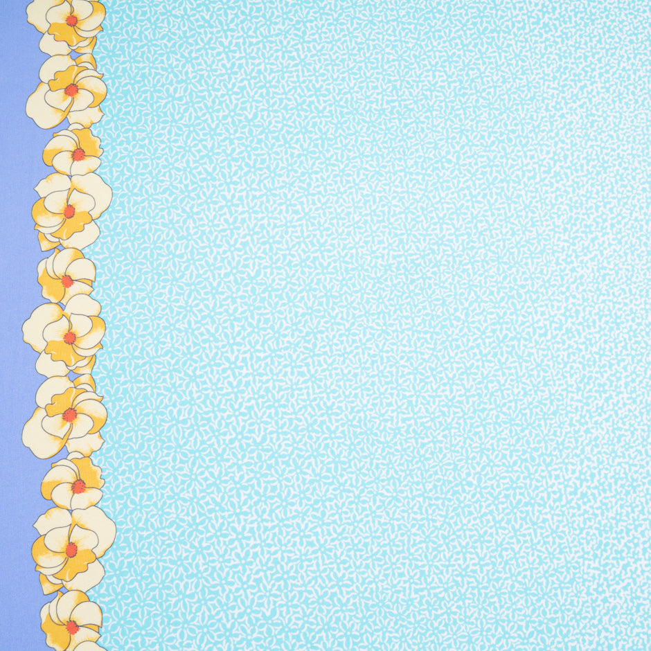 Floral Printed Turquoise Silk Georgette