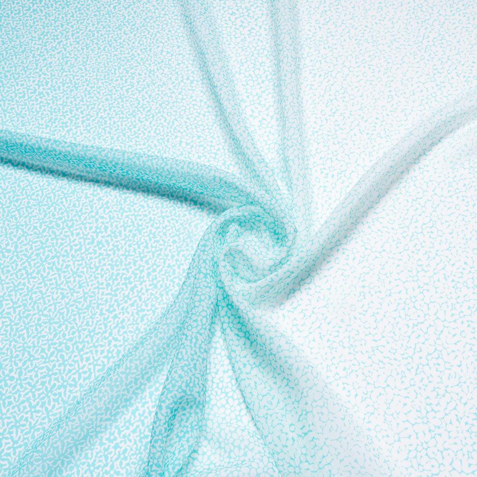 Floral Printed Turquoise Silk Georgette
