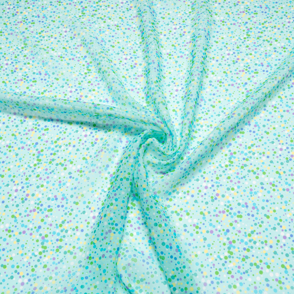 Butterfly & Spot Printed Mint Green Silk Georgette