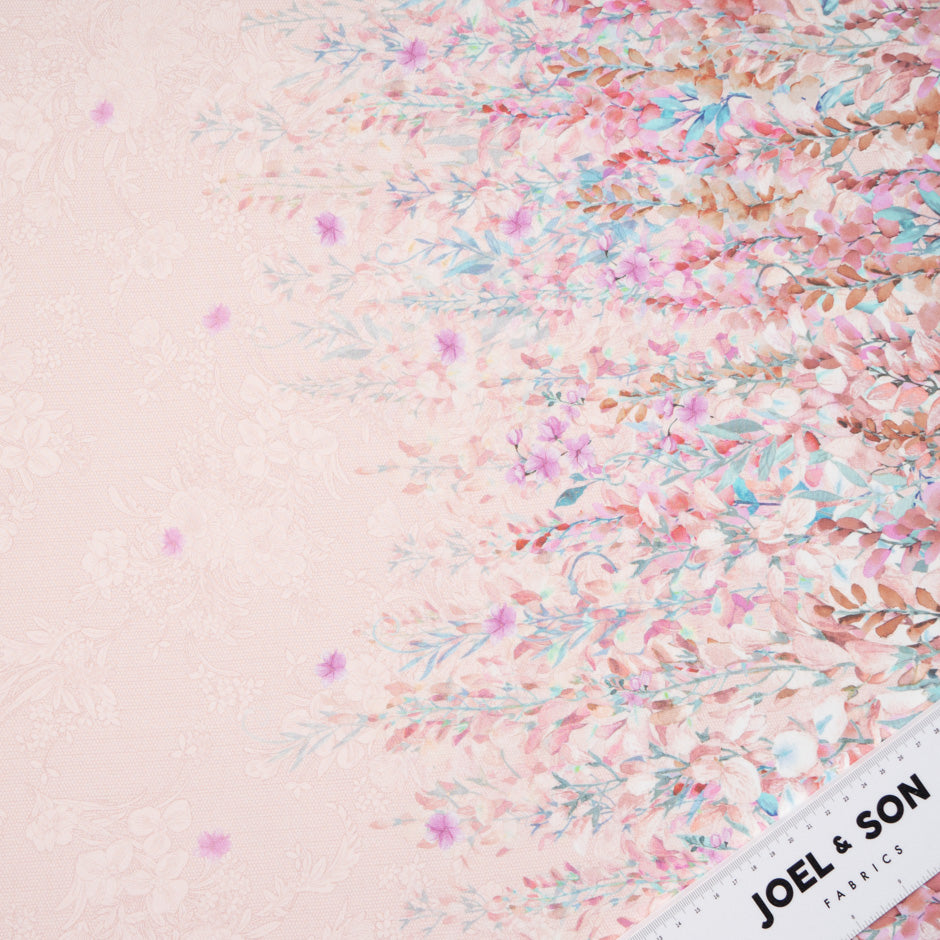 Graduated Floral Printed Pink Silk Georgette