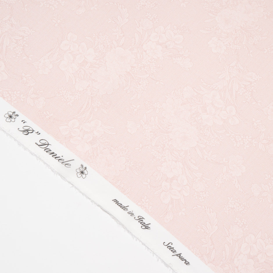 Graduated Floral Printed Pink Silk Georgette