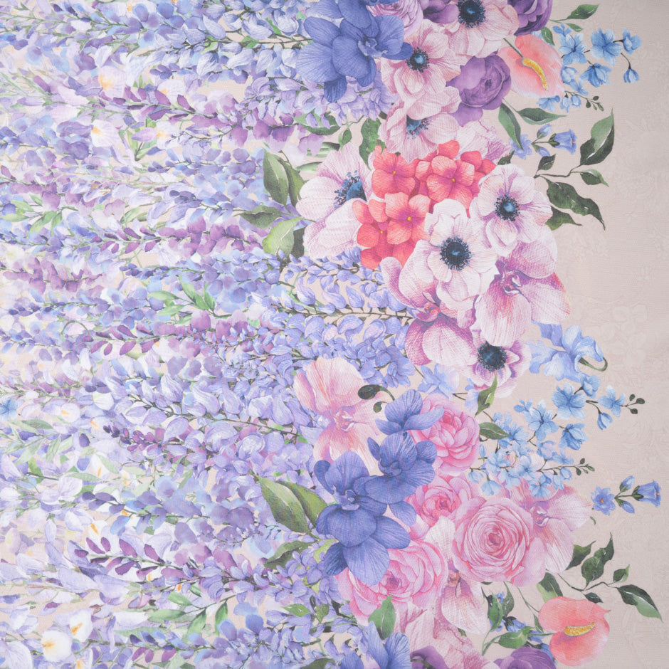 Graduated Floral Printed Peach Silk Georgette