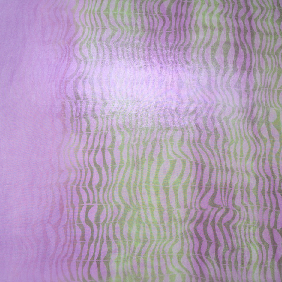 Purple & Green Metallic Printed Silk Chiffon
