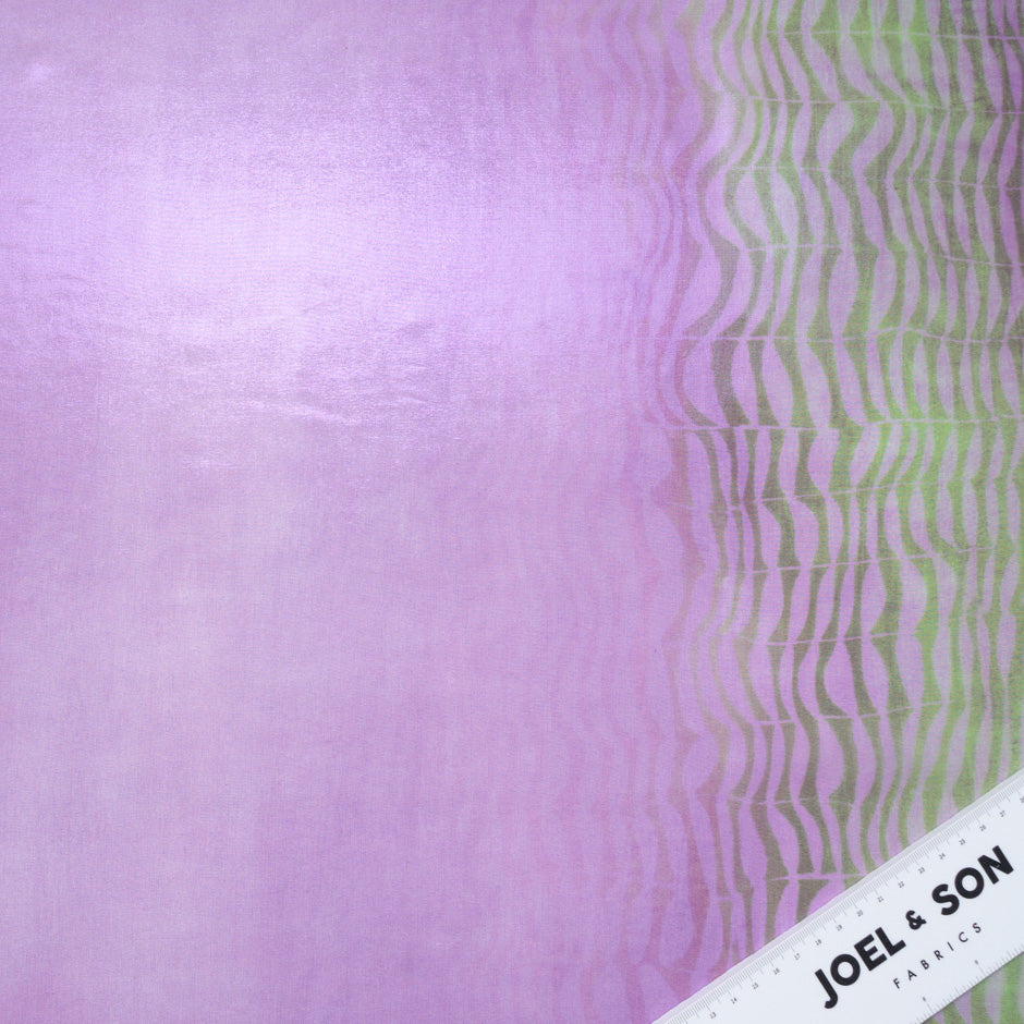 Purple & Green Metallic Printed Silk Chiffon