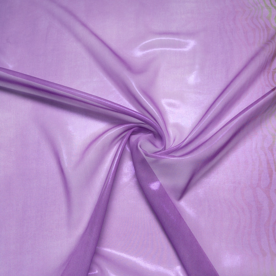 Purple & Green Metallic Printed Silk Chiffon