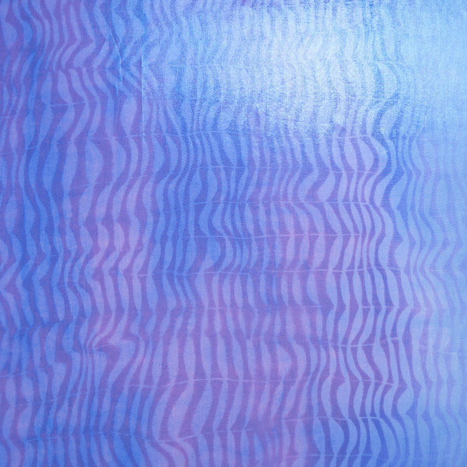 Blue & Purple Metallic Printed Silk Chiffon