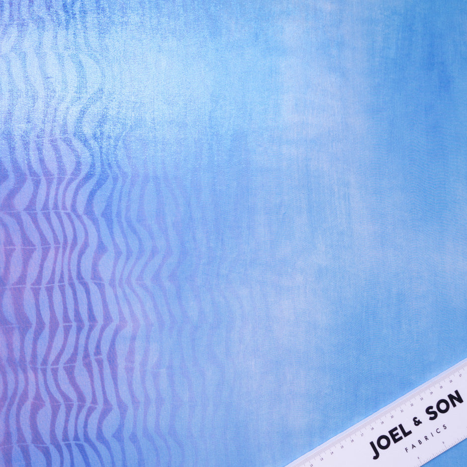 Blue & Purple Metallic Printed Silk Chiffon